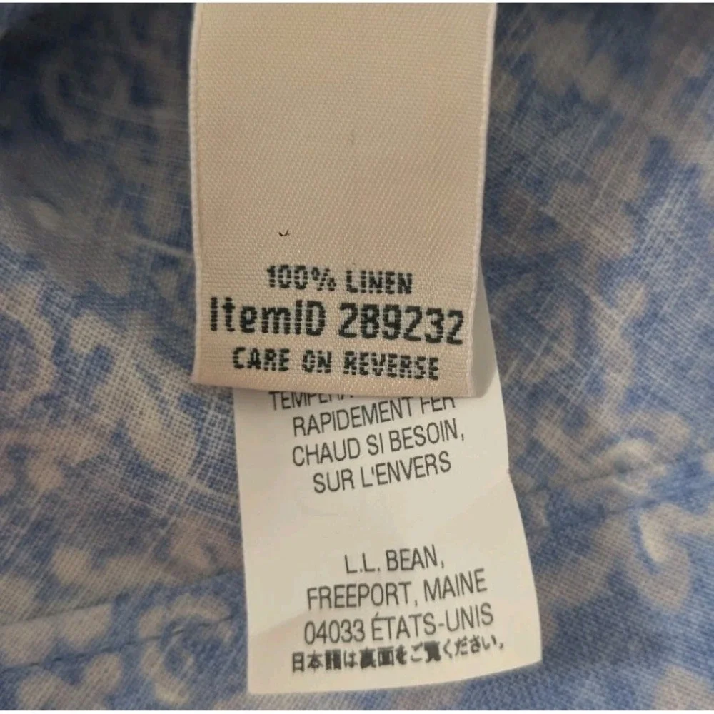 LL Bean Linen Floral Blue Maxi Skirt Classic Fit Sz 18 Beachy Coastal